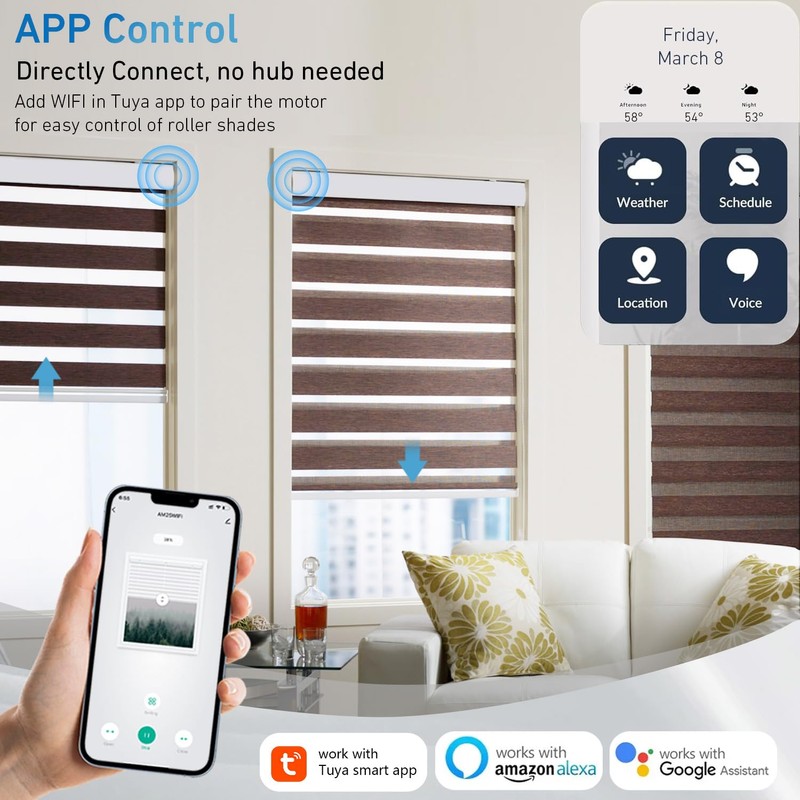 WiFi Smart Blinds Motor, 110V/120V Wired Smart Roller Shades Motor