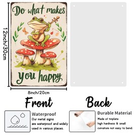 WEBEEDY Funny Mushroom Frog Music Decor Metal Tin Sign Do What Makes You Happy Tin Sign Thick Tinplate Print Poster for Home Yard Coffee Shop Forest Room Nature Wall Decor,20 x 30cm/ 8x12 Inches