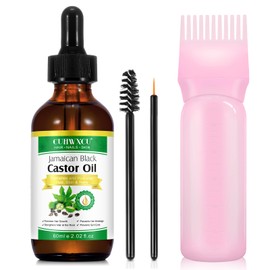 Rizinusol Haare 60ml mit Haar Applikator - 100% Rein NatüRlich Kaltgepresst - Wimpern Augenbrauen Haare Bart NäGel Castor Oil for Hair Growth