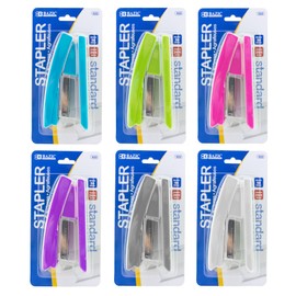 BAZIC Desktop Stapler Standard (26/6), 20 Sheets Bright Color Desktop Staplers for Home Office School, 24-Pack