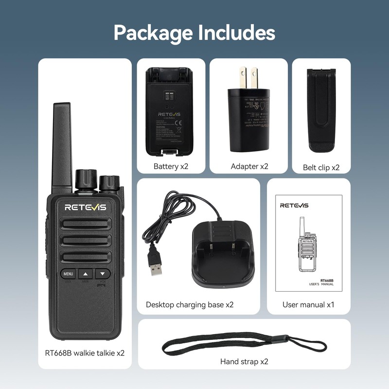 Retevis RT68B 2 Way Radio, Long Range Walkie Talkies for