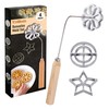 Tortillada - 4 teiliges Bunuelos Set mit Holzgriff Rosetteneisen Waffelförmchen
