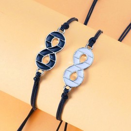 Pinky Promise Distance Matching Bracelets for Best Friends Couple Family Women Mens Teen Girls(Black+White-8)