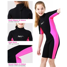 OMYAFL Wetsuit for Kids Boys Girls 2mm Neoprene Wetsuit in Cold Water Swimming and Surfing (Pink, 6)