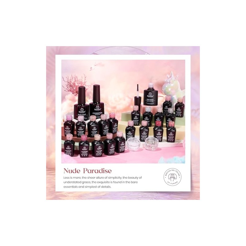 Beetles Esmalte en Gel Nude Jelly, Kit de 20 Colores