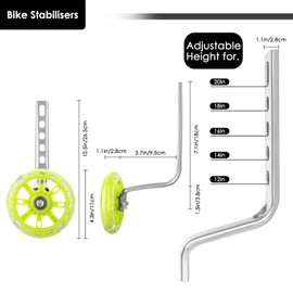 BALLSHOP Kids Cycling Training Wheels Bike Stabilisers Support Wheel Adjustable Mute Flash Wheels for 12 14 16 18 20 inch Kids Bike (1 Pair Yellow)
