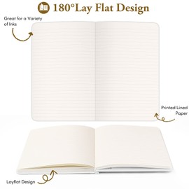 Huhuhero Notebook Journal, Lined Ruled Journal, Hardcover 120Gsm Premium Thick Paper with Faux Leather Notebook for Journaling Writing Note Taking Office School Supplies 5.25"×8.25"(1,White)