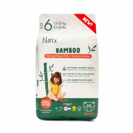 Naty Bamboo Viscose Training Pants – Silky Soft, Potty Training Underwear, Plant Based Pull ups, Dermatologically Tested for Sensitive Skin & Super Absorbent (Size 6, 68 Count)
