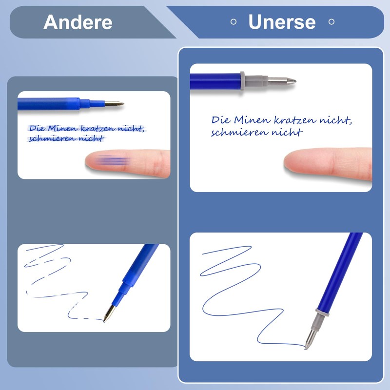 Willingood 12 x Erasable Refills, Blue, Compatible with Legami, Easy