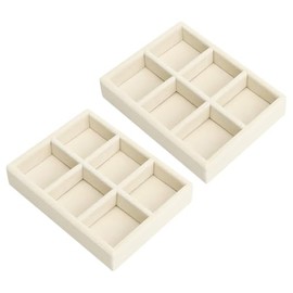 UUYYEO 2 Pcs 6 Grid Stackable Velvet Jewelry Tray Small Jewelry Drawer Organizer Inserts Earring Display Organizer Tray Divided Jewelry Ring Storage Tray Necklace Bracelet Holder for Drawer