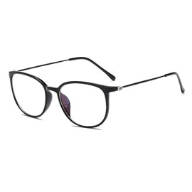 DEPEYE Myopia Glasses Oversize Frame Retro Nearsighted Glasses Strength ShortSighted Men and Women Lightweight Spectacles (Black, -1.5, Diopters)