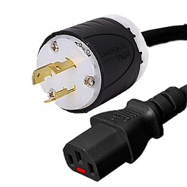 L6-20P to Locking C13 Power Cord, 6 Foot, 10A, 250V, 18/3 SJT - L6-20P Plug to Locking C13 Connector
