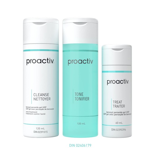 Proactiv Solution 3 Step Acne Treatment - Benzoyl Peroxide Face Wash, Exfoliating Toner, Repairing Acne Spot Treatment For Face And Body - 60 Day Complete Acne Skin Care Kit
