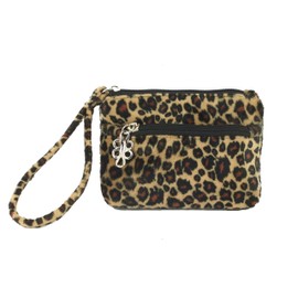 LONI Women's Clutch Bag Wristlet Purse, Leopard Faux Fur, clutches