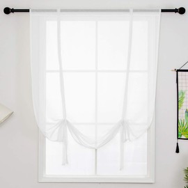 Vctops - Cortinas de gasa transparente de color liso con filtro de luz para ventana pequeña, 1 panel (99 x 139 cm), color blanco