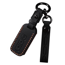 Nacalikeey N-BOX Key Case Compatible with Honda N-BOX, N-ONE, N-Wagon Leather Smart Key Case N-VAN JJ1/JJ2 Key Cover Stylish Dirt, Slip, and Scratch Protection (3 Buttons, Black)