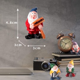 xlwen Garden Decoration Figures, 7 Pieces Miniature Garden Gnomes, Garden Figure Made of Resin, Decorative Gnome Statues Made of Resin Materials, Used for Christmas Parties, Gardens, Bookshelves, Desk