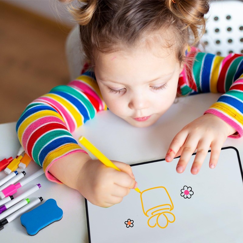 DOEWORKS Magnetic Whiteboard 30 x 21cm, Mini Double Sided White