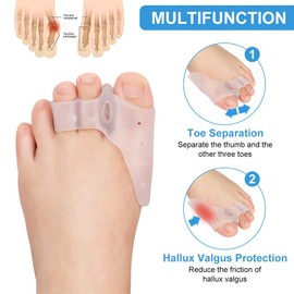 DOACT 3-Hole Bunion Corrector Protector with 5-Hole Big Toe Straighteners, Gel Toe Separator Foot Splint Support for Hallux Valgus, Overlapping, Hammer, Turf, Bent Toe, Day and