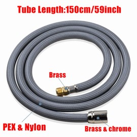 M922367-007220A Kitchen Faucet Hose Replacement for American Standard , Pull down Pull Out Faucet Sink Hose Sprayer Faucet Part, Brass Adapter, 59in,150cm, Gray
