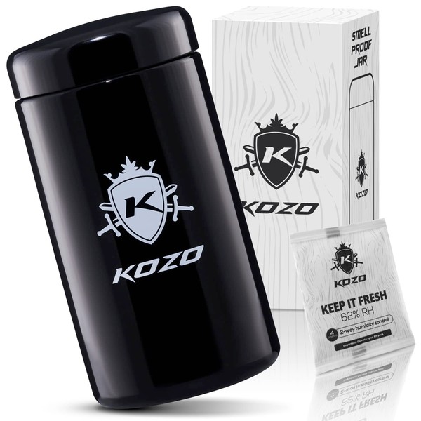 KOZO Black Glass Airtight Storage Jar, with UV Protection. Airtight