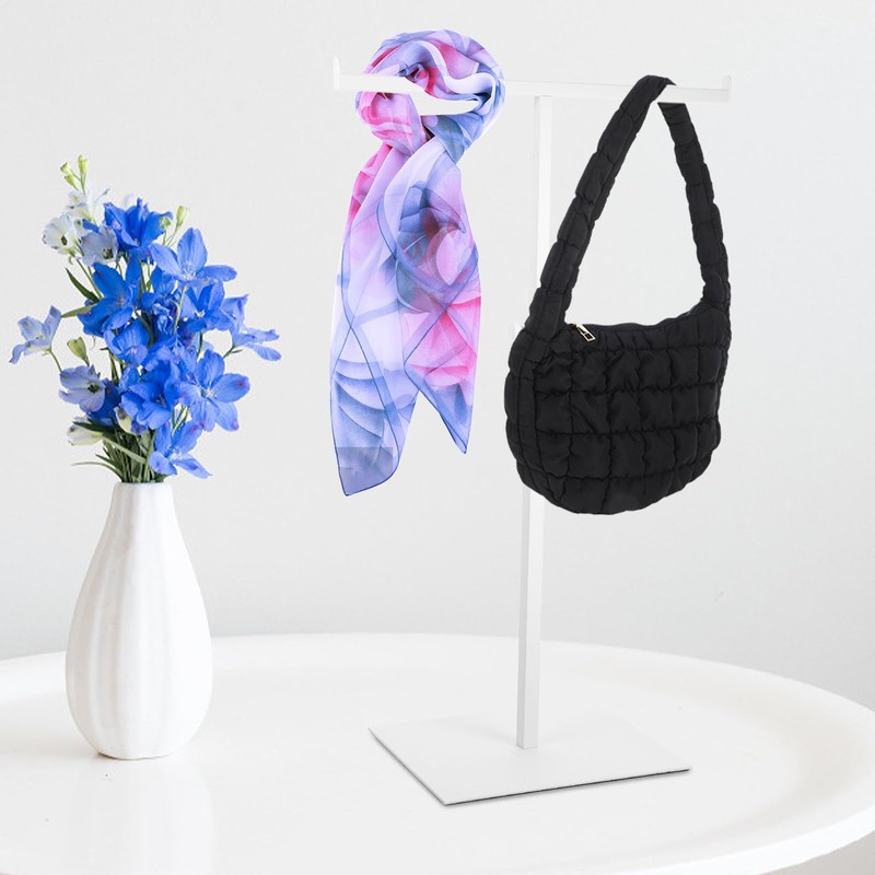 DEARMAMY T-Shaped Display Stand Purse Display Stand Stainless Steel Adjustable