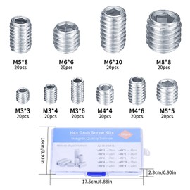 200 Pcs Hex Socket Head Bolts 304 Stainless Steel Screw Kit Hex Head Screws with 5 Hex Wrench Connecting Repair Tools (M3 M4 M5 M6 M8)