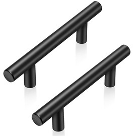 QXSTME 30 Pack 5 Inch Cabinet Pulls Matte Black Stainless Steel Handles Round Rod Handles Kitchen Handles for Cabinets and Drawers 5 InchLength, 3 Inch Hole Center