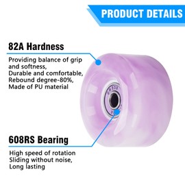 Nezylaf 8 Pack 32 x 58, 82A Quad Roller Skate Wheels with Bearing Installed and 2 Toe Stoppers for Double Row Skating,Replacment Accessories Suitable for Outdoor or Indoor