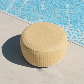 GLADTRAX Outdoor Inflatable Ottoman with Air Pump, Fade-Resistant Patio Footrest Stool D21”x H9”, Round Pouf Ottoman with Portable Handle Suitable for Garden, Camping, Bedroom, Living Room