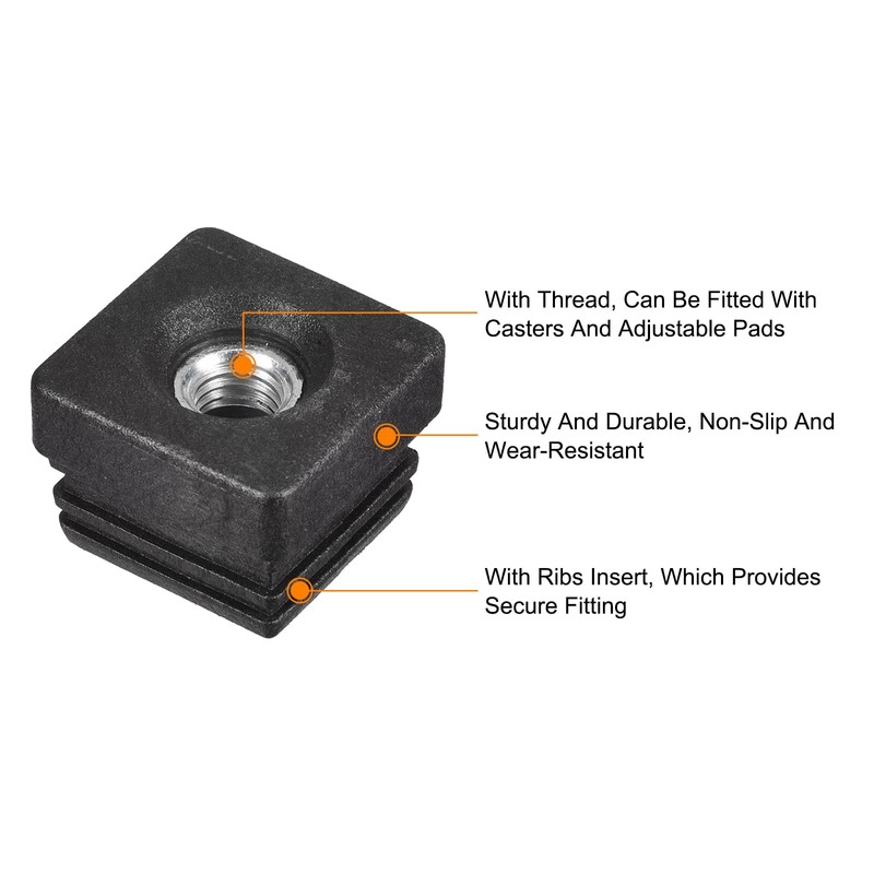uxcell 4Pcs Inserts for Square Tubes with M10 Thread, for