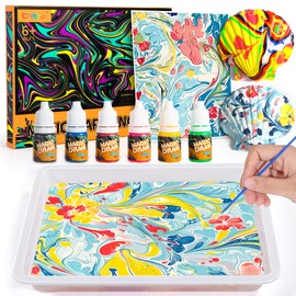 Water Marbling Paint for Kids, Arts and Crafts for Girls Boys, Marbling Paint Art Kit Art Supplies for Kids, Non-Toxic Creative Arts Crafts Kits Ideal Toys Gifts for Kids Toddlers Age 3-5 4-8 8-12