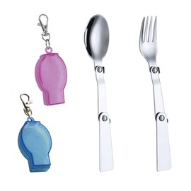 2 Pcs Foldable Stainless Steel Spoons Forks with 2 Case Multi Functional Foldable Fruit Forks Camping Cutlery Spoon and Fork for Outdoor Camping and Hiking