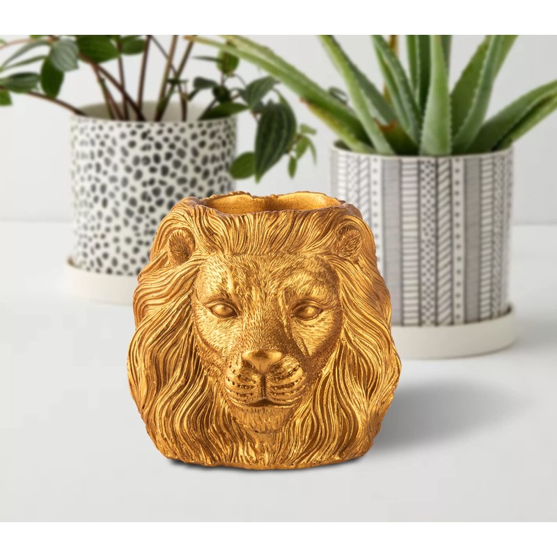 dgudgu Lion Pencil Holder For Desk Golden Pen Holder For