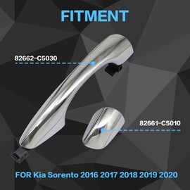 Priprilod Front Right Side Outside Door Handle Chrome Compatible with Kia Sorento 2016 2017 2018 2019 2020 Replace 82661-C5010 82662-C5030