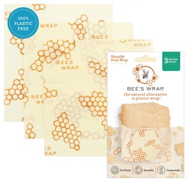 Bee's Wrap Food Wrap, Beige, 9.8 x 11.0 inches (25 x 28 cm), Set of 3