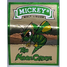 Mickey's VINTAGE 1981 MICKEYs Malt Liquor "The Mean Green" Sticker/Decal - New Old Stock
