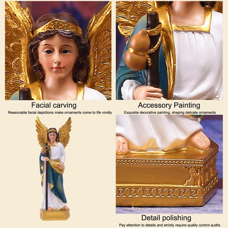 MOOCOCO Archangel Raphael Statue - 9 Inch Resin Sculpture for