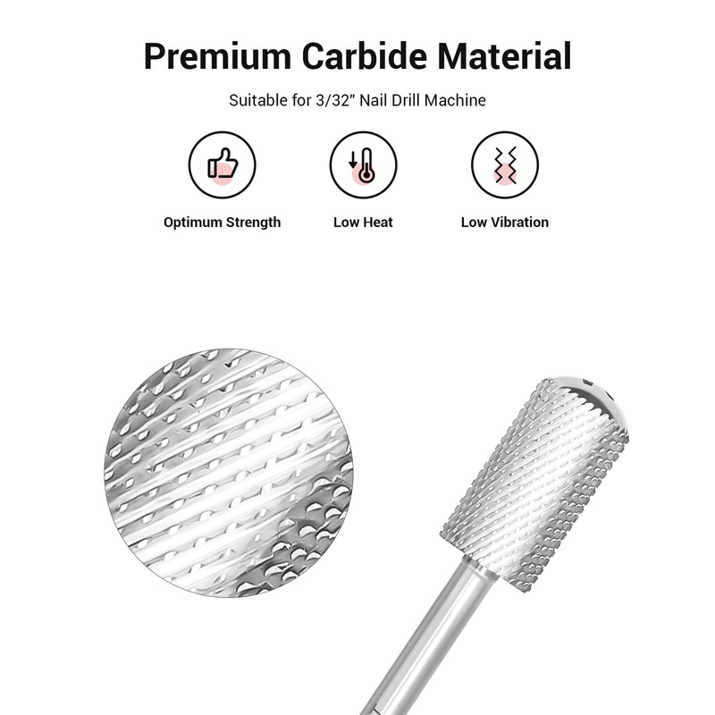 MelodySusie Safety Nail Drill Bits, 3/32'' Smooth Round Top Large