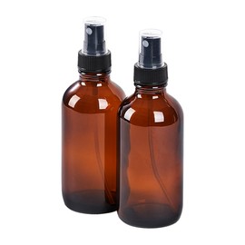 SprayDroplet Glass Spray Bottles 4 oz, Reusable Fine Mist Sprayer Small Spray Bottle, Leak-Proof Design, Perfect for Travel, Skin Care, Perfumes, Botanical, Cleansing (Amber, 4oz-2pcs)