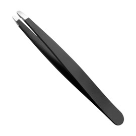 Dorake Precision Heat-Treated Stainless Steel Tweezers with Cap, Round Tip, for Eyebrow, Nose Hair, Beard, and Thorn Removal, Black, Unisex