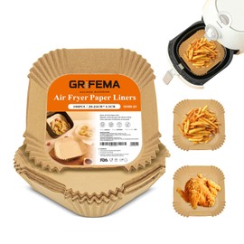 GRIFEMA Backpapier für Heißluftfritteuse, 100 Stück Airfryer Backpapier 20-24cm, BPA-Frei, Ungebleicht, Antihaft Wasserdicht Ölfest, 5.7-9 L Körbe, Airfryer Papier für Ofen, Mikrowellen, Backen