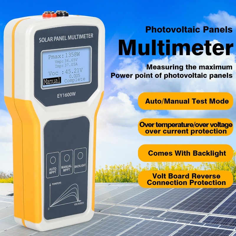 Jadeshay Solar Panel Multimeter, EY1600W LCD Display Photovoltaic Panel Multimeter