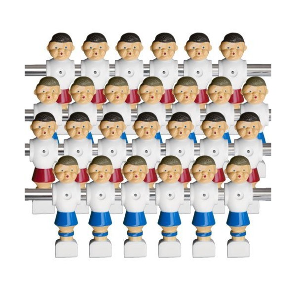Brybelly Old-Style Foosball Men with Hardware (Set of 26), Red and Blue