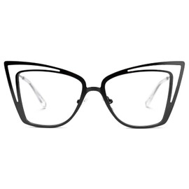 Zeelool Trendy Cat Eye Glasses Frame for Women with Non-prescription Clear Lens Eyeglasses Aniki ZJGM441684-01 Black