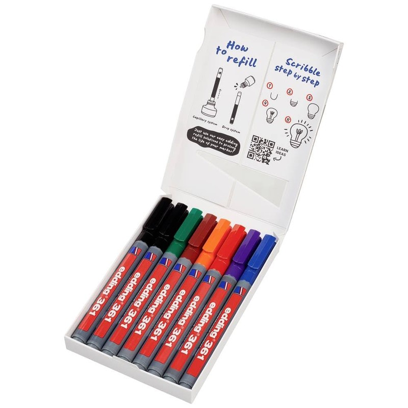edding 361 whiteboard marker set - multi-coloured - 8 whiteboard