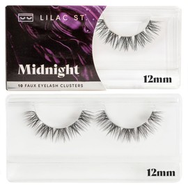 Lilac St - Midnight Dramatic Faux Eyelash Clusters (12mm) - Dark & Lush - DIY Lash Extension Wisps - Lightweight & Lifelike - Lasts 10 Days - Cruelty Free, Vegan, Women Founded - 10 Lashes