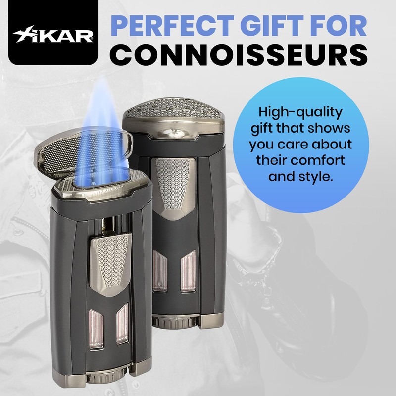 Xikar HP3 Triple Jet Flame Butane Torch Lighter, Silver |