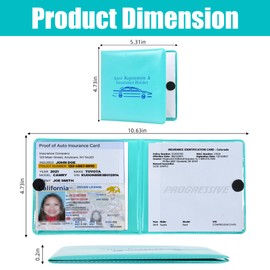Pacific Mailer Auto Registration and Insurance Card Holder 2 Packs Car Document ID Holder Glove Box Organizer Car Accessories, Aqua