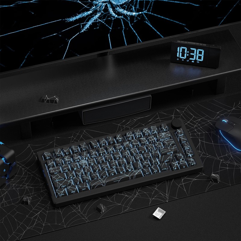 dagaladoo Black Spider Web Key caps Shine Through Keycap Set